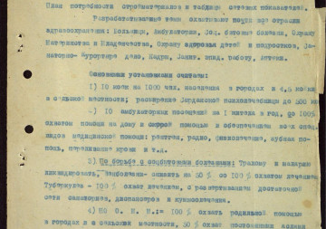 Организационный план подготовительных мероприятий по разработке III пятилетнего (1938-1942 гг.) плана  здравоохранения в УАССР 